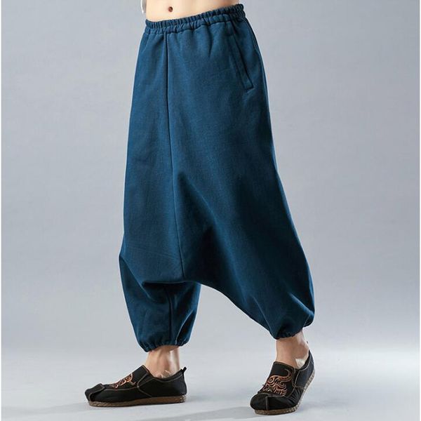 

2021 men's cross wide from cotton gross for men wear warm pants wstj, Black;white