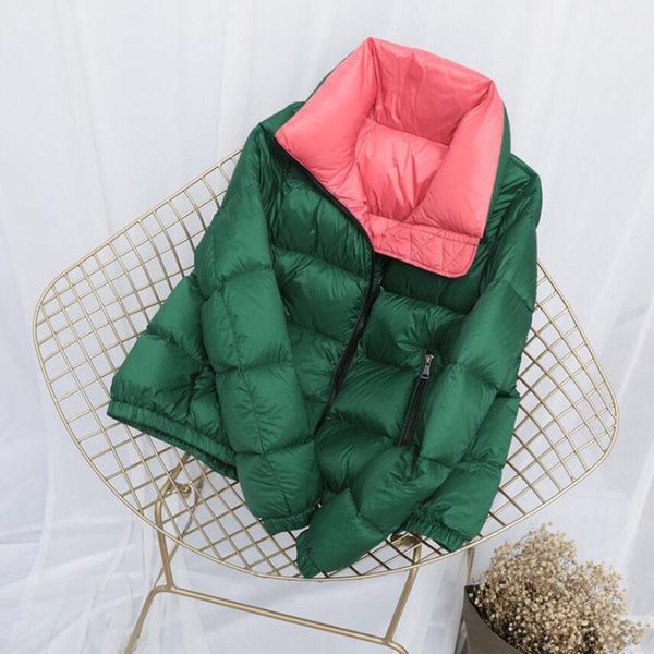 

2020 women winter coat stand collar white duck down jacket women thick warm short down parkas coat casaco feminino sf0281, Black