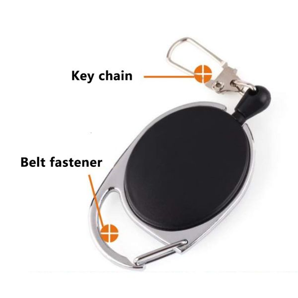 

factoryeatpring new belt retractable chain pull clip key carabiner reel card badge holder recoil extends to 60cm swivel, Silver