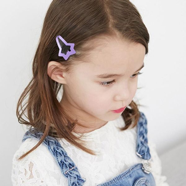 

18pcs girls color hair clips cute hairpins for baby children water droplets star heart snap hair clamp metal baby headwear wmtfnd xhhair, Black;brown