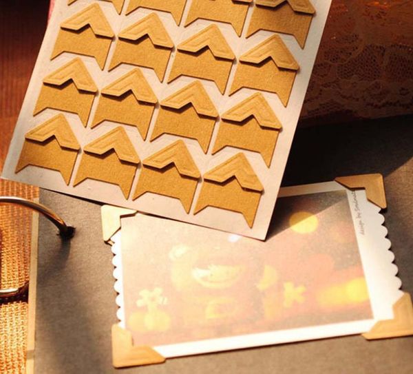 24 Köşe / Levha DIY Vintage Köşe Kraft Kağıt Çıkartmalar Fotoğraf Albümleri Için Çerçeve Dekorasyon Scrapbooking SN2193