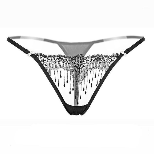 

g-string embroidery women underwear transparent panties thong seamless panty female underpants t-back1, Black;pink