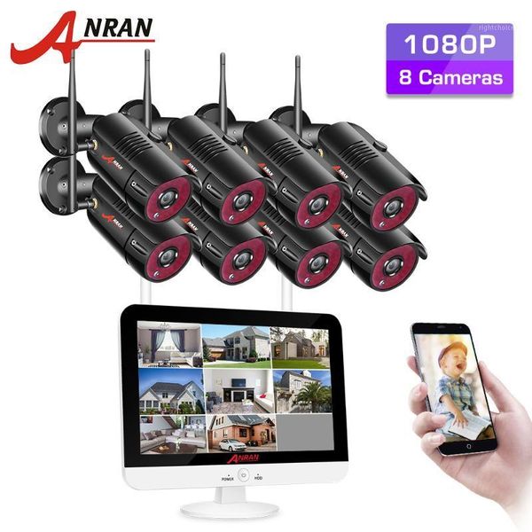 

cctv video surveillance kit home security camera system 1080p hd outdoor night vision wifi camera 12 inch monitor nvr kits anran1