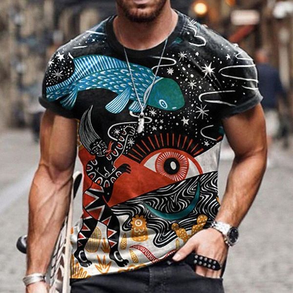 

men's tee t shirt shirt 3d print graphic tribal plus size crew neck casual daily short sleeve basic vintage designer slim fit a b c /, White;black