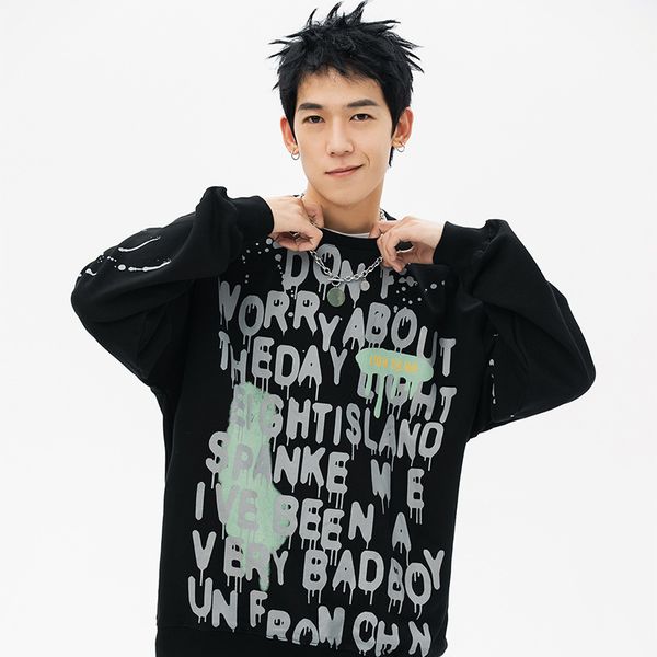 

in occident fashions retro-masculine pullover style printed fashion brand high street sweatshirt qnxs, Black