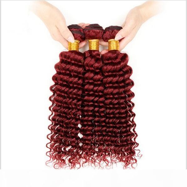 

9a peruvian burgundy human hair extensions deep curly wave peruvian burgundy red human hair weave bundles deep curly 3pcs lot, Black