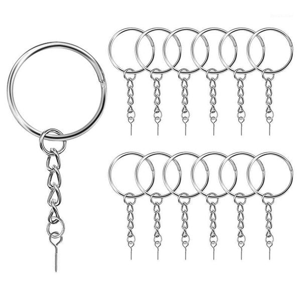 

200 sets of key rings and spiral eye pins in bulk for making handicraft jewelry (1 inch/25 mm silver)1