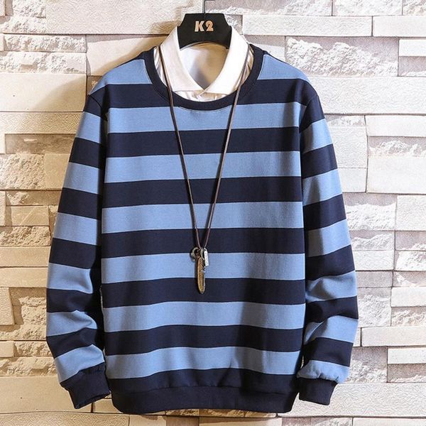 

2020 new hoodie men's new style fashion striped longsleeved bathrobe comfortable large size coat multi color autumn sweatshirt1, Black