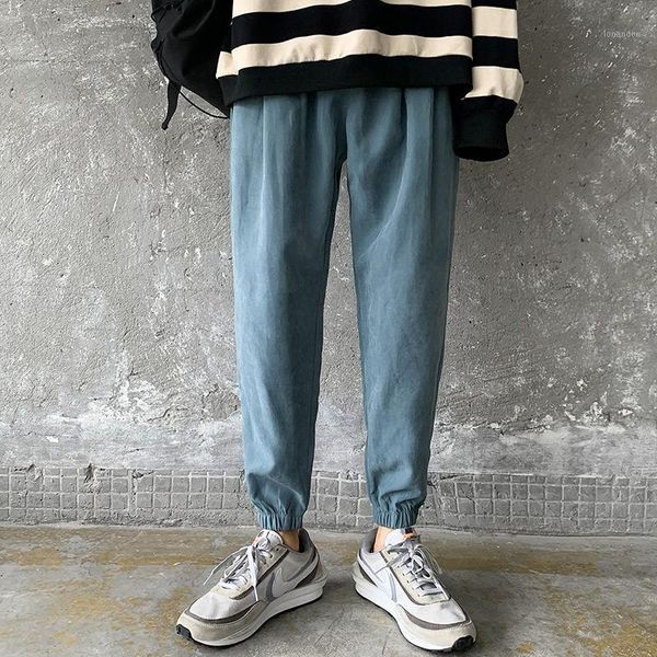 

men's pants mens winter 2021 fashion ankle-length casual sweatpants solid color loose fleece street wear jogger men1, Black