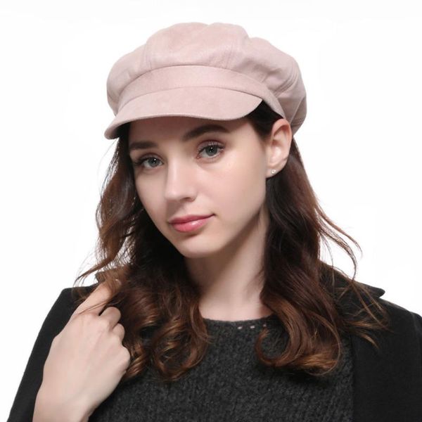 

women octagonal cap fashion autumn winter retro flat hat stylish vintage gift solid warm adjustable british style beret newsboy, Blue;gray
