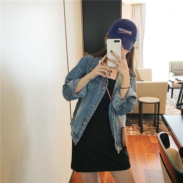 

fall 2020 new loose jean jacket with short leisure coat jacket f44791, Black;brown