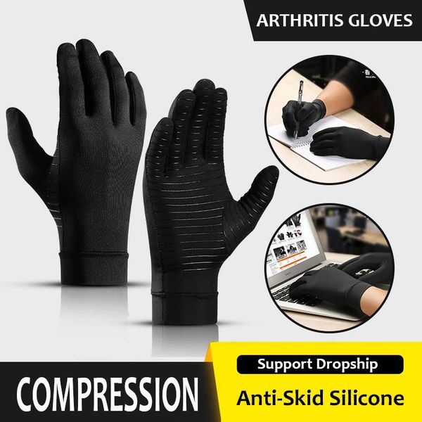 

wrist support breathable arthritis gloves protector cotton joint pain relief hand brace women men therapy wristband, Black;red
