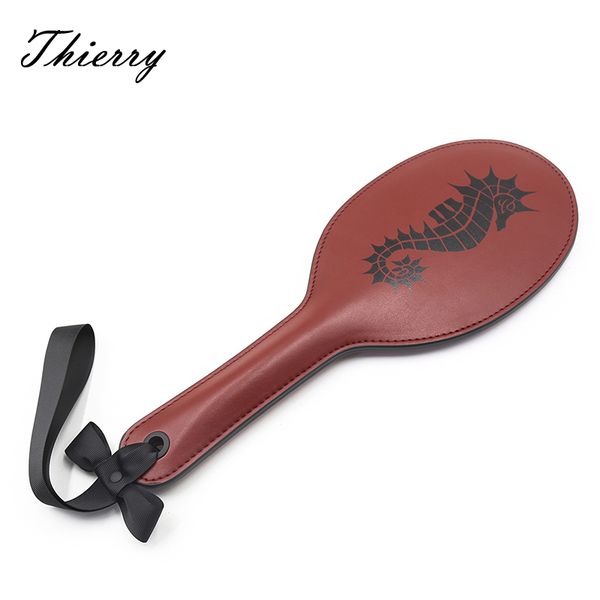 

spanking toys layer leather seahorse pat paddle double hand thierry sm toys pu flogger slave bondage whip for pattern q1126jouets tqcc, Red;black
