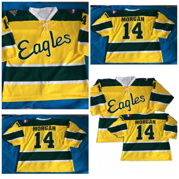 

custom utah grizzlies 14 gavin morgan jerseys yellow vintage men stitched embroidered hockey jersey size s-4xl, Black