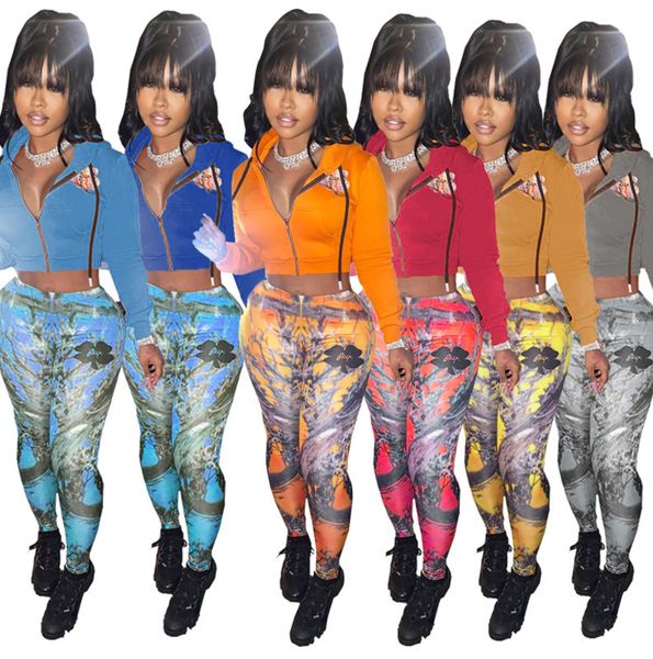 

женщины спортивные костюмы две пьесы сценография цифровая печатная с капюшоном на молнии пальто брюки плюшевые свитера брюки женские новые s, Gray