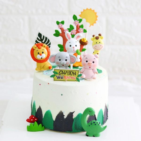

New animal cake decoration cute panda lion giraffe piggy elephant children birthday cake decoration