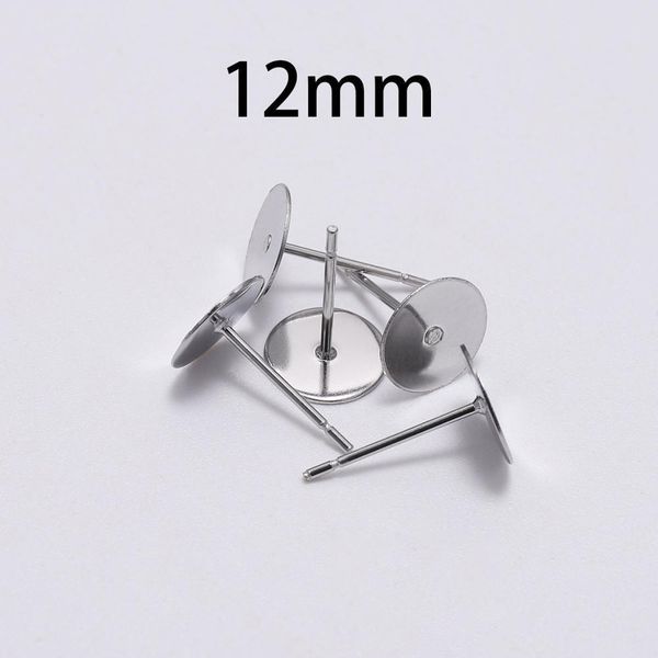 

100pcs lot 3 4 5 6 8 10 12 mm stainless steel blank earring stud base fit cabochon cameo settings diy jewelry h bbyugk, White