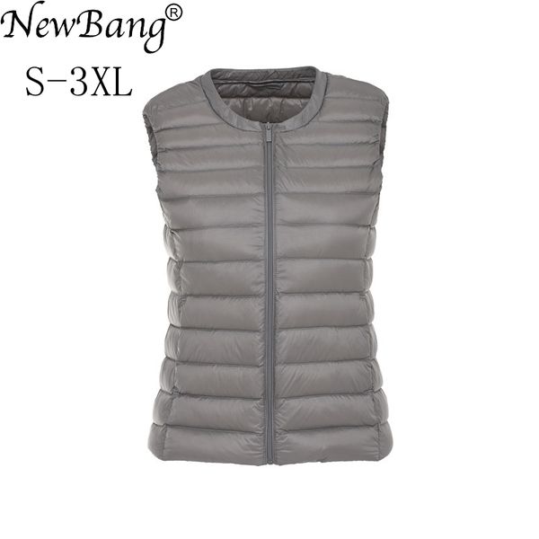 

newbang brand 90 duck down vest women's ultra light down portable lightweigt sleeveless without collar winter warm liner 201102, Black;white