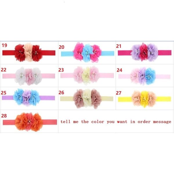 

28 flowers colors 3 baby girl headbands bands pearl crystal chiffon flower combination set elastic headwear hair accesso