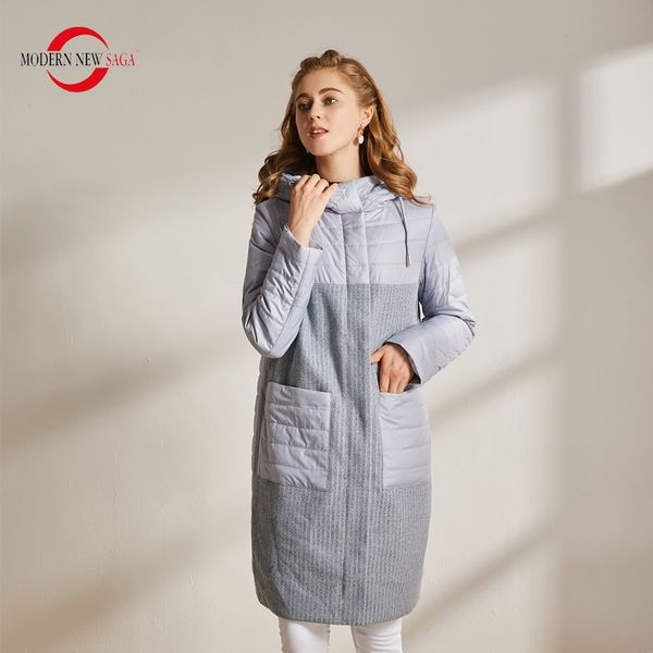 MODERN NEW SAGA Autunno Donna Cappotto Giacca imbottita in cotone Parka con cappuccio Donna Giacca lunga Casual Donna Cappotti Inverno Donna Cappotti 210203