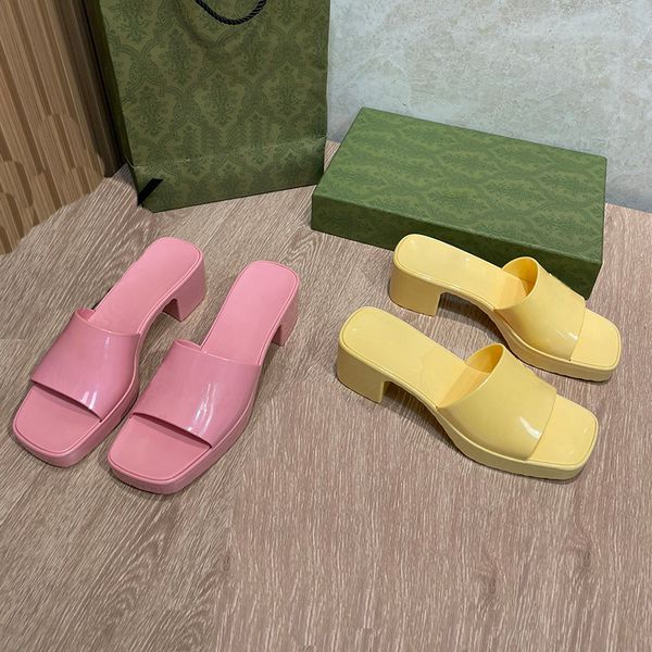

attractive womens slipper designer heeled scuffs jelly shoes sandals candy slides high heels platform hauts ladies black comfort beach slipp