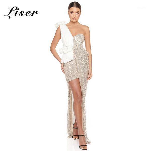 

liser 2020 new summer women dress strapless draped sequined dress bodycon elegant club celebrity party dresses vestidos1, Black;gray