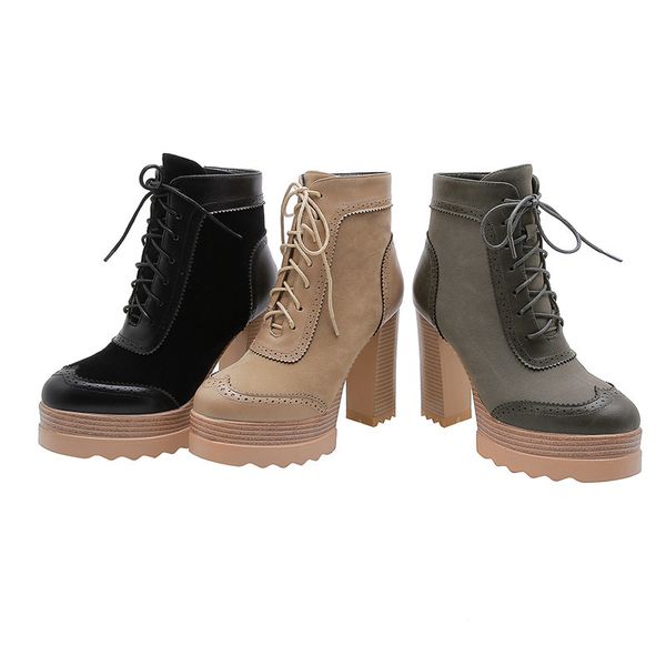 Venda Quente 2020 Botas de Inverno Mais Novos Mulheres Sapatos de Plataforma de Salto Alto Sapatos Zip Lace Up Moda Dress Festa Sapatos de Festa Mulher Botas de Tornozelo