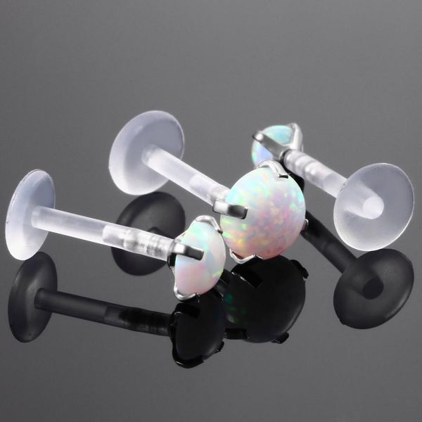

1pc 16g opal ptfe bioplast labret lip stud piercing ear piercing body jewelry a special gift for girls boys& women q sqctib, Silver