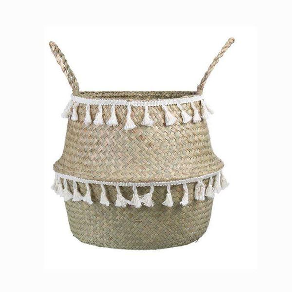 

handmade storage basket seagrass wickerwork basket dirty laundry hamper storage rattan hanging flower pot home decorate