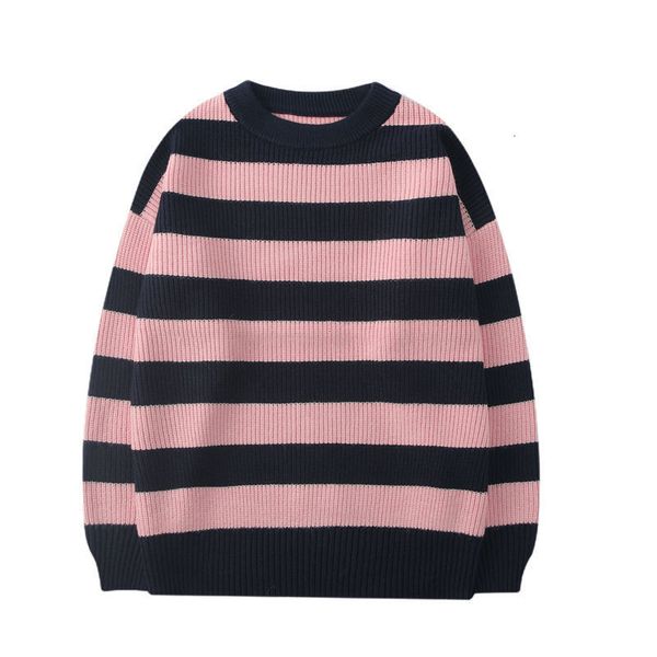 

2021 new men's winter new couple sweater casual oversize woman pullovers streetwear striped man korean fashion sweaters xydu, White;black