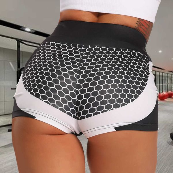 

3d mesh yoga shorts women sports wear fitness short pants ny female push up gym clothing elastic breathable sportwear, White;black