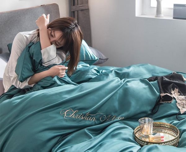 

bedding sets 13 color bed linings set bedclothes flat sheet quilt cover pillowcase full  king bedroom home textile silk1