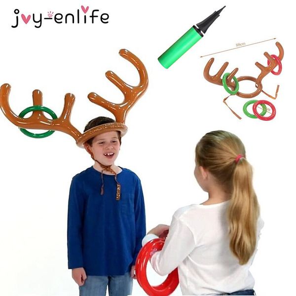 

christmas decorations game inflatable reindeer antler hat ring toss xmas gift for kids year outdoor inflated toys supplies