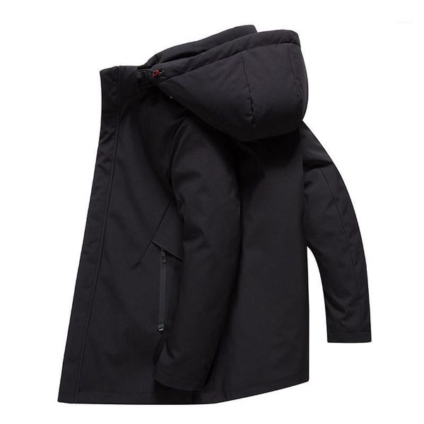

winter men's 90% duck down coats with detachable liner male fashion casual duck down jackets men solid hooded parkas jk-8521, Black