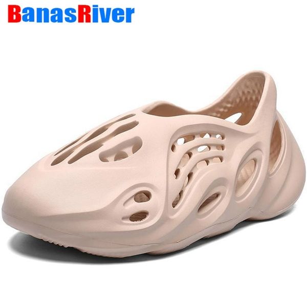 

new summer shoes sandals men's holes hollow breathable flip flops clogs hole fashion outdoor beach slippers roman footwear y200520, Black