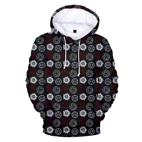 

supernatural tv show hoodie sweatshirt 3d pullover boys girls outcoat teenager men pullover streetwear kpop harajuku tracksuit, Black
