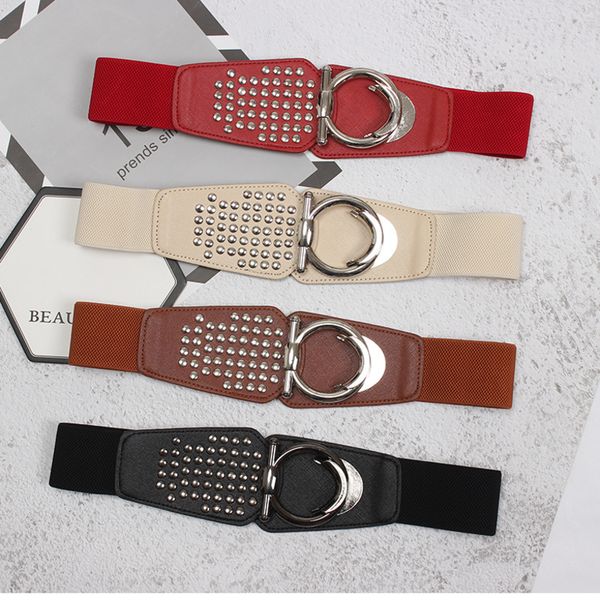 

ewq] 2020 spring summer new arrivals with skirt decoration ladies wide belt casual fashion elastic canvas waist seal aw79303 t200427, Black;brown
