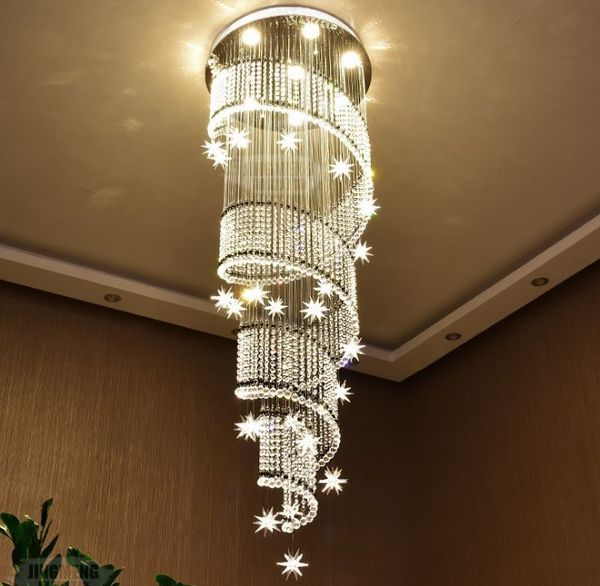 Lampadari moderni di cristallo Luna e stella Lampadari di design a forma di spirale per lampade di illuminazione per scale della lobby Spedizione gratuita