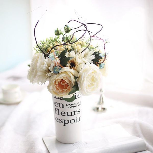 

6pcs 11cm romantic rose gerbera artificial flower diy silk fake flower for party home wedding decoration valentine's day1