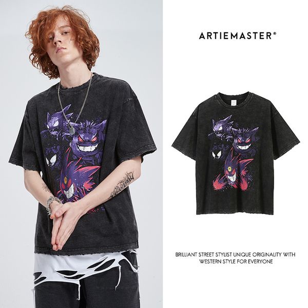 

artie men's | elf graffiti print oversize street crowd trendy t-shirt, White