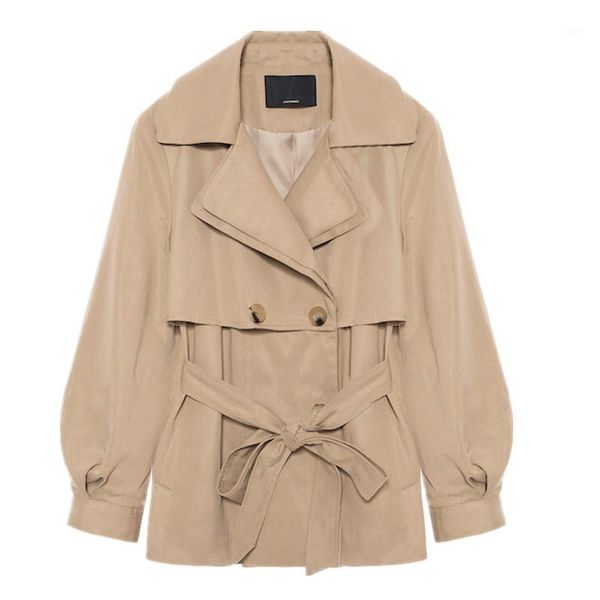 

new khaki trench coat women's korean 2020 spring autumn coats casual short windbreaker coat g391, Tan;black