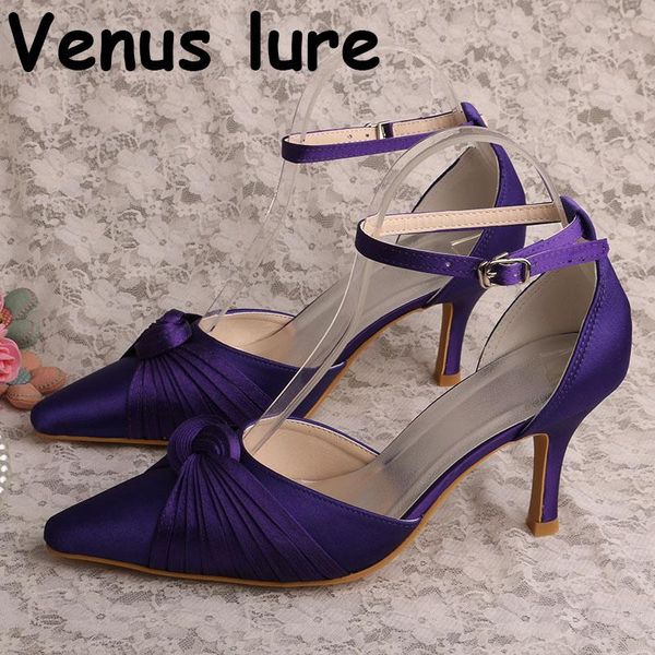 

ankle wrap 22 colors luxury designer pointed toe shoes purple satin 8cm heel, Black