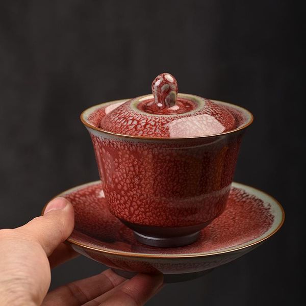 

tangpin teawaue наборы керамики гайван красный ручной работы chawan фарфоровая китайский чай кунг-фу 100 мл wmtxei