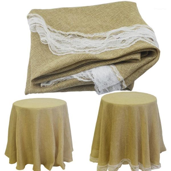

round lace imitation linen cotton gray khaki table cover wedding christmas home decor burlap rectangle dining table cloth1