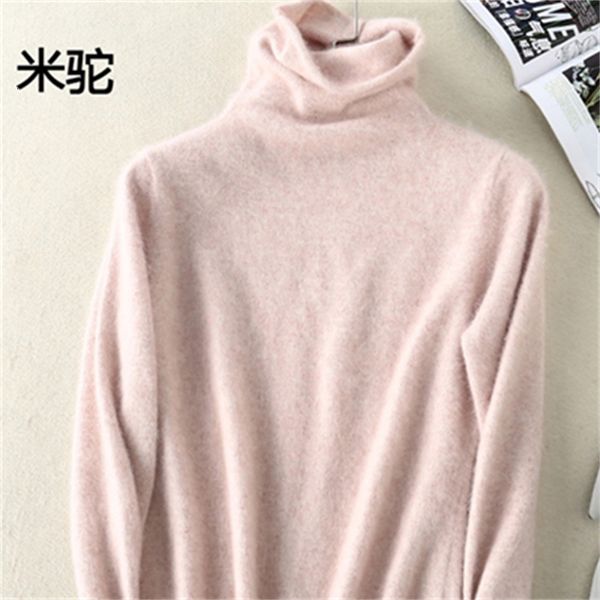 

2021 100% cashmere knitting yarn for women winter new mode female pullovers mink long hair fluffy down dziq, White;black