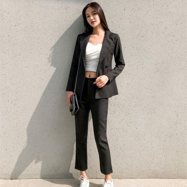 

blazer+ trousers women's suit two-piece women's business casual formal business wear office lady slim suits, White