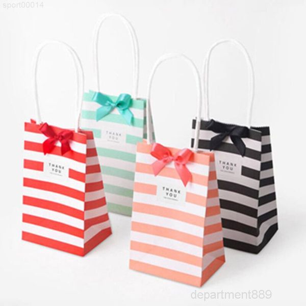 

small paper bag with handles bow ribbon stripe handbag cookies candy festival gift packaging bags jewelry birthday wedding owd2922