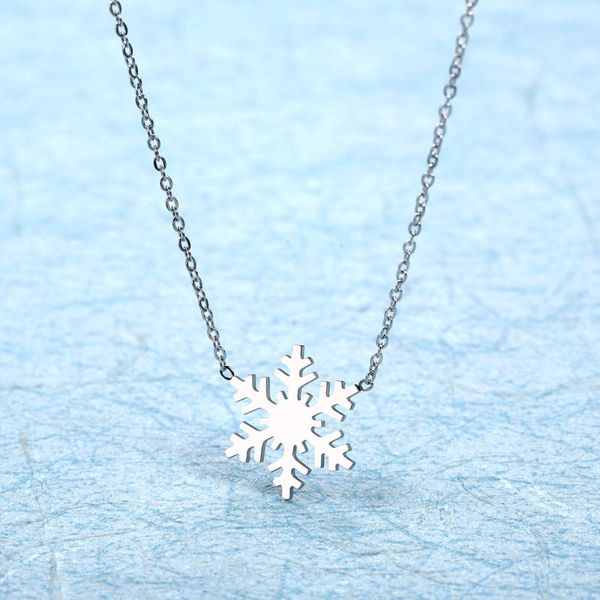 

chains stainless steel snowflake pendant necklace for women gold silver color jewelry accessories wholesale