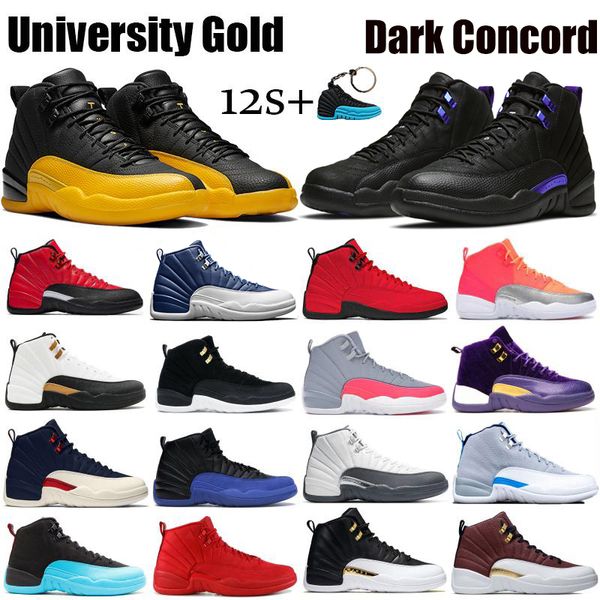 

black dark concord jumpman 12 12s basketball shoes cny flu game white university gold red black roayl blue taxi indigo mens snea