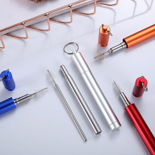 

телескопические соломы многоразовой соломинки высокого качество 304 из нержавеющей соломинки из нержавеющей стали с чистой кисточкой для кру